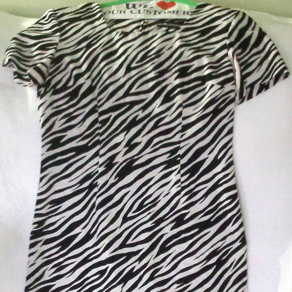 Short Sleeved Dress - Zebra Print